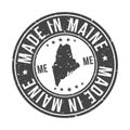 Made in Maine Map State USA Quality Original Stamp Design Vector Art Tourism Souvenir Round Seal Badge Illustration.