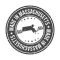 Made in Massachusetts map State USA Quality Original Stamp. Design Vector Art Tourism Souvenir Round Seal Badge Illustration. Royalty Free Stock Photo