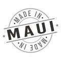 Made In Maui Stamp. Hawaii Icon Symbol Design. Badge Vector Retro Label.