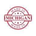 Made in Michigan label icon with red color emblem on the white background