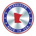 Made in Minnesota local production sign, sticker, seal, stamp.Round hologram sign for label design and national USA