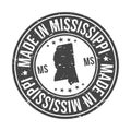 Made in Mississippi State USA Quality Original Stamp Map. Design Vector Art Tourism Souvenir Round Badge Seal. Royalty Free Stock Photo