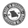 Made in Missouri State USA Quality Original Stamp Map. Design Vector Art Tourism Souvenir Round Seal Badge.