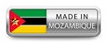 MADE IN MOZAMBIQUE metallic badge with national flag isolated on white background