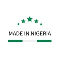 Made in Nigeria label. Quality mark vector icon isolated on white. Perfect for logo design, tags, badges, stickers, emblem,