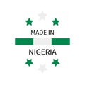 Made in Nigeria label. Quality mark vector icon isolated on white. Perfect for logo design, tags, badges, stickers, emblem,