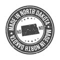 Made in North Dakota State USA Quality Original Stamp Map. Design Vector Art Tourism Souvenir Round.