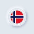 Made in Norway. Norway made. Norway round quality emblem, label, sign, button, badge in 3d style. Simple icons with flags.