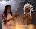 Illustration : Native American art : Hearts of fire Royalty Free Stock Photo