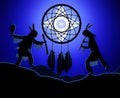 Illustration : Native American art : Dancers in the night Royalty Free Stock Photo