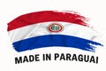 Made in Paraguai handwritten vintage ribbon flag, brush stroke, typography lettering logo label banner on white background