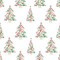 Made of paw print Christmas tree. Christmas and Happy new year seamless fabric design