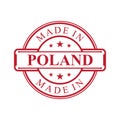 Made in Poland label icon with red color emblem on the white background