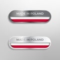 Made in Poland Label, Symbol or Logo Luxury Glossy Grey and White 3D Illustration