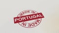 MADE IN PORTUGAL stamp red print on the paper. 3D rendering