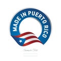 Made in Puerto Rico flag blue color label logo icon