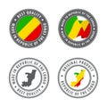 Made in Republic of the Congo - set of labels, stamps, badges, with the Republic of the Congo map and flag. Best quality