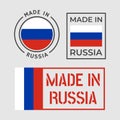 made in Russia icon set, Russian product labels