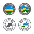 Made in Rwanda - set of labels, stamps, badges, with the Rwanda map and flag. Best quality. Original product.