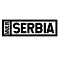 Made in Serbia label on white