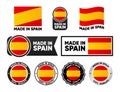 Made in Spain label collection. Set of flat isolated stamp made in Spain. 100 percent quality. Quality assurance concept Royalty Free Stock Photo