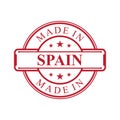 Made in Spain label icon with red color emblem on the white background Royalty Free Stock Photo