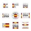 Made in Spain labels set, Spanish product emblem Royalty Free Stock Photo