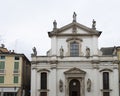 Facade of the church of Santa Maria in Foro called Dei Servi in Vicenza, Italy.