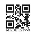 MADE in 1998. Lettering with a real QR code for clothing, textiles and greetings Royalty Free Stock Photo