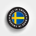 Made in Sweden text emblem badge, concept background