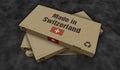 Made in Switzerland box pack 3d illustration