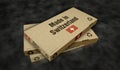 Made in Switzerland box pack 3d illustration