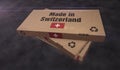 Made in Switzerland box pack 3d illustration