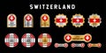 Made in Switzerland Label, Stamp, Badge, or Logo. With The National Flag of Swiss Royalty Free Stock Photo