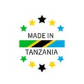 Made in Tanzania label. Quality mark vector icon isolated on white. Perfect for logo design, tags, badges, stickers, emblem,