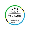 Made in Tanzania round label. Quality mark vector icon isolated on white. Perfect for logo design, tags, badges, stickers, emblem