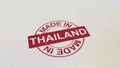 MADE IN THAILAND stamp red print on the paper. 3D rendering
