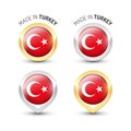 Made in Turkey - Round labels with flags Royalty Free Stock Photo