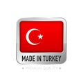 Made in Turkey label. Flat isolated stamp made in Turkey. 100 percent quality. Quality assurance concept. Vector Royalty Free Stock Photo