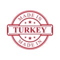 Made in Turkey label icon with red color emblem on the white background Royalty Free Stock Photo