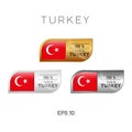 Made in Turkey Label, Stamp, Badge, or Logo. With The National Flag of Turkey Royalty Free Stock Photo