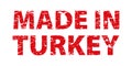 MADE IN TURKEY - red colored vector illustration of stamp banner Royalty Free Stock Photo