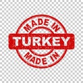 Made in Turkey red stamp. Vector illustration on backgr Royalty Free Stock Photo