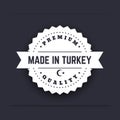 Made in Turkey, vintage badge, sign, white on dark Royalty Free Stock Photo