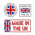 made in the UK label set, United Kingdom product emblem Royalty Free Stock Photo