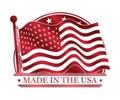 Made in USA banner in monochromatic red metallic Royalty Free Stock Photo