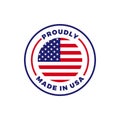 Made in USA American flag round vector icon Royalty Free Stock Photo