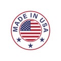 Made in USA with American flag round vector icon Royalty Free Stock Photo