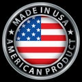 Made in the USA american product silver label with flag Royalty Free Stock Photo