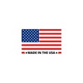 Made in USA badge with american flag. Made in USA banner isolated on white background Royalty Free Stock Photo